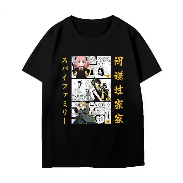 SPY×FAMILY Anime peripheral black and white short-sleeved T-shirt from S to 3XL