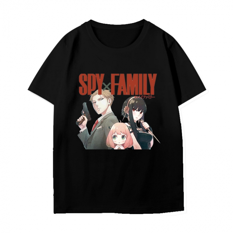 SPY×FAMILY Anime peripheral black and white short-sleeved T-shirt from S to 3XL