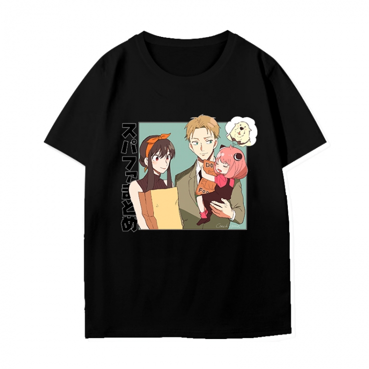 SPY×FAMILY Anime peripheral black and white short-sleeved T-shirt from S to 3XL