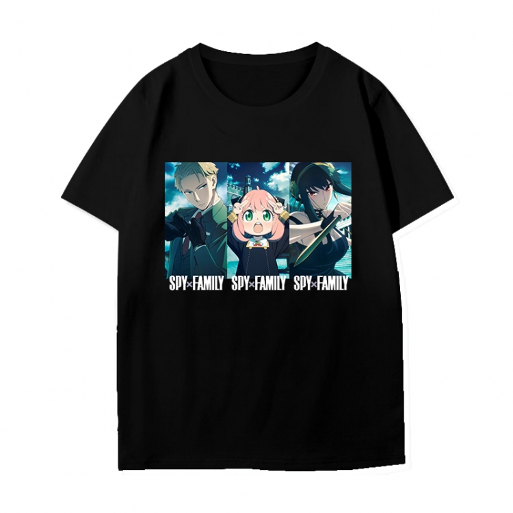 SPY×FAMILY Anime peripheral black and white short-sleeved T-shirt from S to 3XL