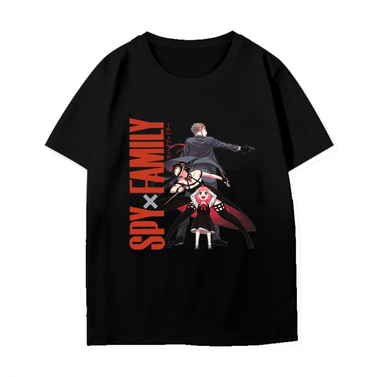 SPY×FAMILY Anime peripheral black and white short-sleeved T-shirt from S to 3XL