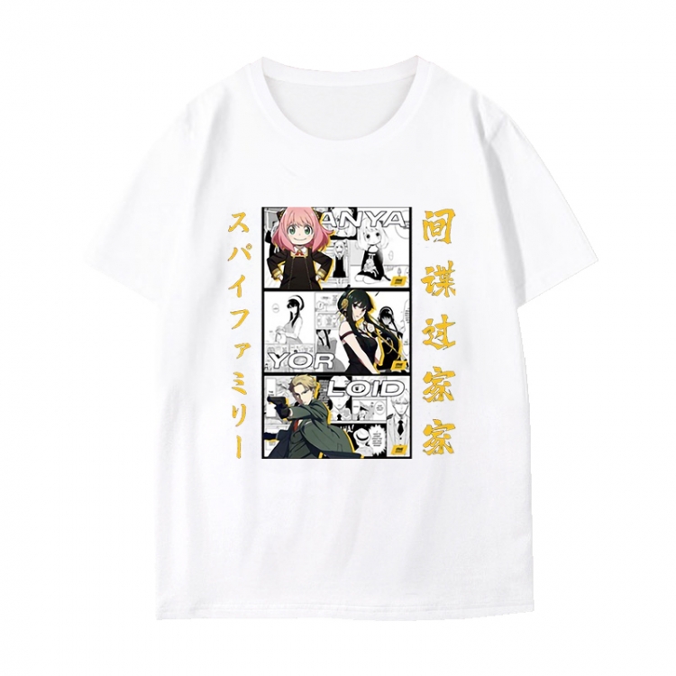 SPY×FAMILY Anime peripheral black and white short-sleeved T-shirt from S to 3XL