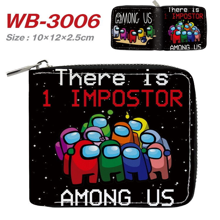 Among us Anime Full Color Short All Inclusive Zipper Wallet 10x12x2.5cm WB-3006A