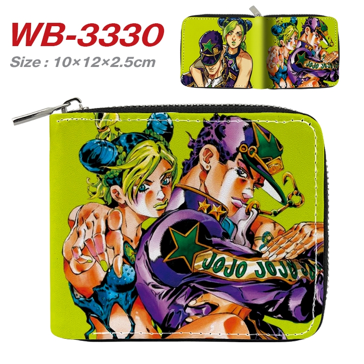 JoJos Bizarre Adventure Anime Full Color Short All Inclusive Zipper Wallet 10x12x2.5cm WB-3330A
