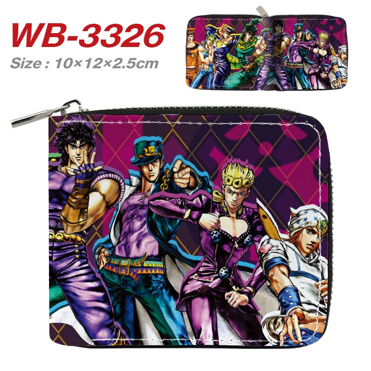 JoJos Bizarre Adventure Anime Full Color Short All Inclusive Zipper Wallet 10x12x2.5cm WB-3326A