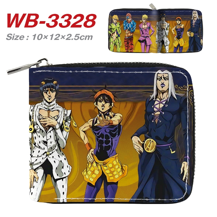 JoJos Bizarre Adventure Anime Full Color Short All Inclusive Zipper Wallet 10x12x2.5cm WB-3328A
