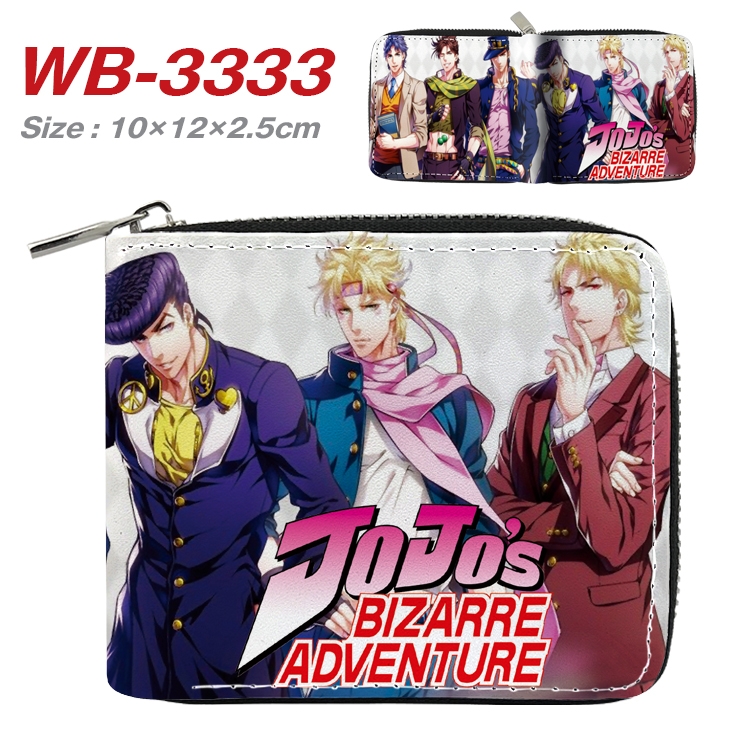 JoJos Bizarre Adventure Anime Full Color Short All Inclusive Zipper Wallet 10x12x2.5cm WB-3333A