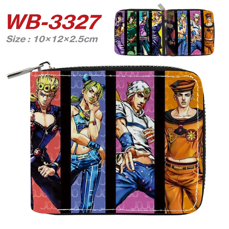 JoJos Bizarre Adventure Anime Full Color Short All Inclusive Zipper Wallet 10x12x2.5cm WB-3327A