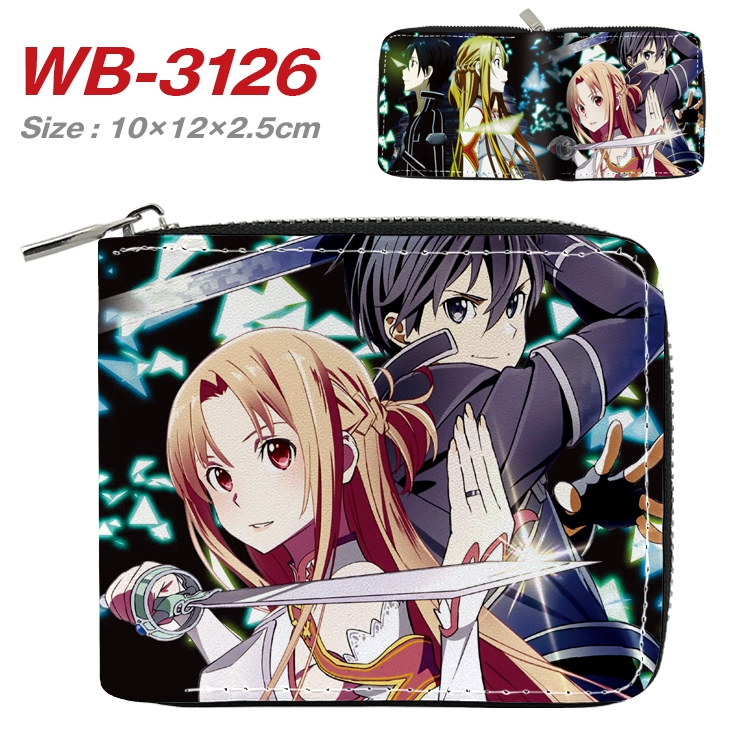 Sword Art Online  Anime Full Color Short All Inclusive Zipper Wallet 10x12x2.5cm WB-3126A