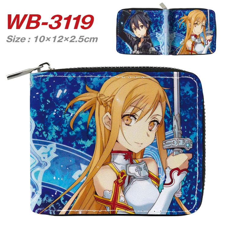 Sword Art Online  Anime Full Color Short All Inclusive Zipper Wallet 10x12x2.5cm WB-3119A