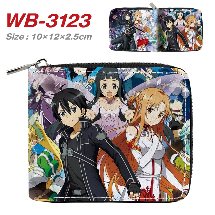 Sword Art Online  Anime Full Color Short All Inclusive Zipper Wallet 10x12x2.5cm  WB-3123A