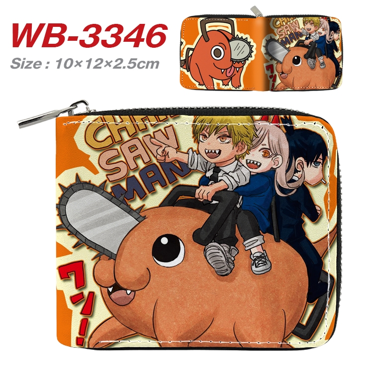 Chainsaw Man  Anime Full Color Short All Inclusive Zipper Wallet 10x12x2.5cm WB-3346A