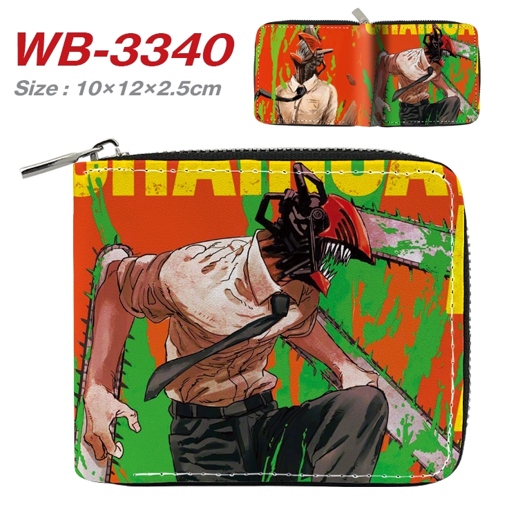 Chainsaw Man  Anime Full Color Short All Inclusive Zipper Wallet 10x12x2.5cm  WB-3340A