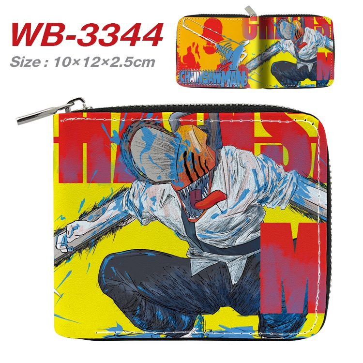 Chainsaw Man  Anime Full Color Short All Inclusive Zipper Wallet 10x12x2.5cm WB-3344A