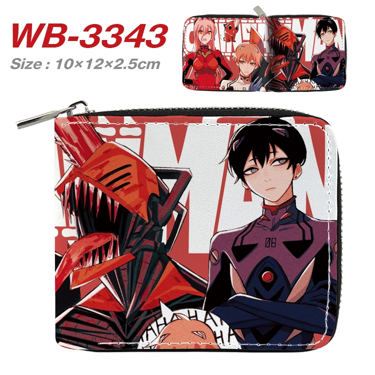 Chainsaw Man  Anime Full Color Short All Inclusive Zipper Wallet 10x12x2.5cm WB-3343A