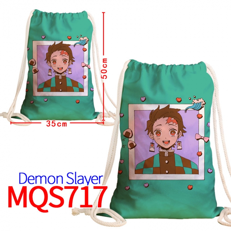 Demon Slayer Kimets Canvas Drawstring Drawstring Backpack 50x35cm MQS-717