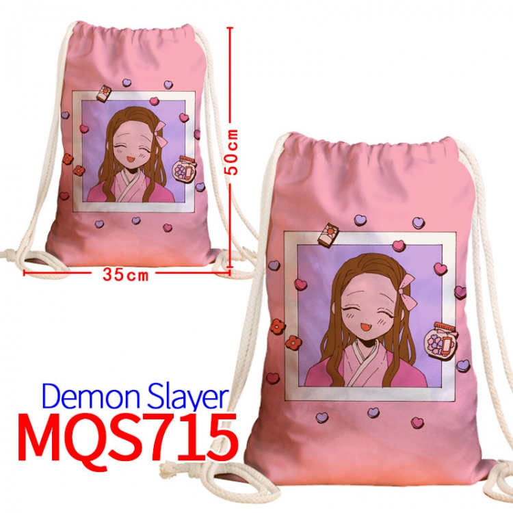 Demon Slayer Kimets Canvas Drawstring Drawstring Backpack 50x35cm MQS-715