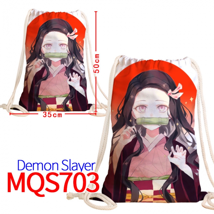 Demon Slayer Kimets Canvas Drawstring Drawstring Backpack 50x35cm MQS-703