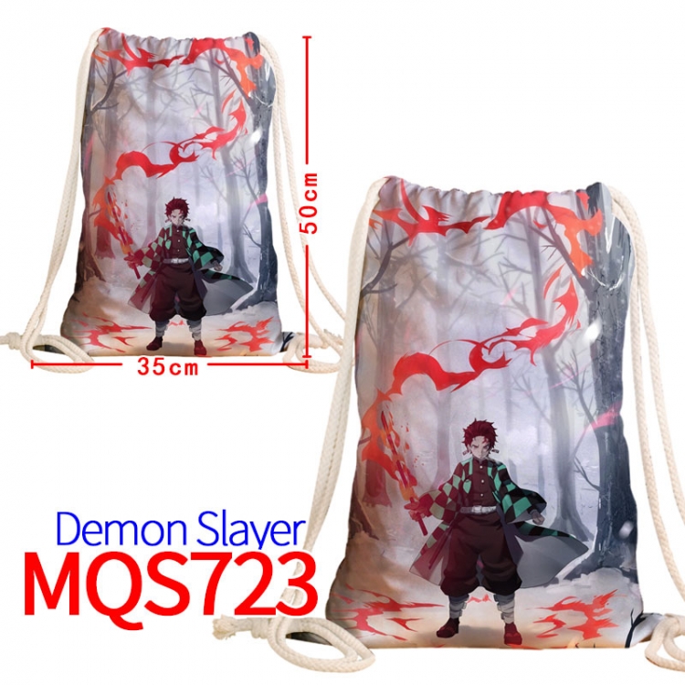 Demon Slayer Kimets Canvas Drawstring Drawstring Backpack 50x35cm MQS-723