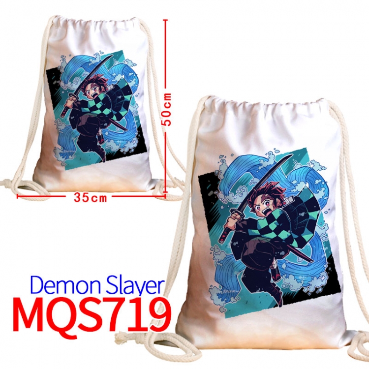 Demon Slayer Kimets Canvas Drawstring Drawstring Backpack 50x35cm MQS-719