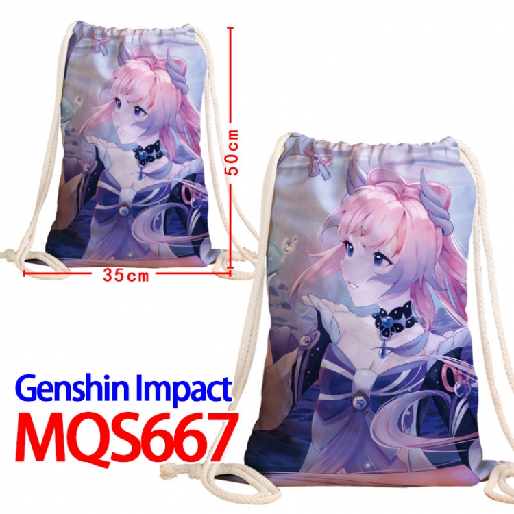 Genshin Impact Canvas Drawstring Drawstring Backpack 50x35cm  MQS-667