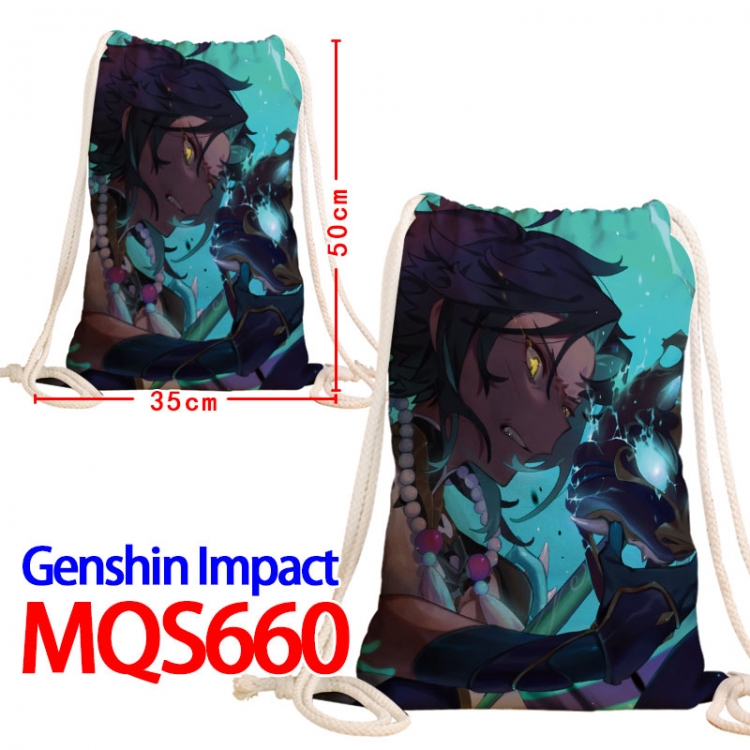 Genshin Impact Canvas Drawstring Drawstring Backpack 50x35cm MQS-660