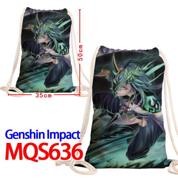 Genshin Impact Canvas Drawstring Drawstring Backpack 50x35cm MQS-636