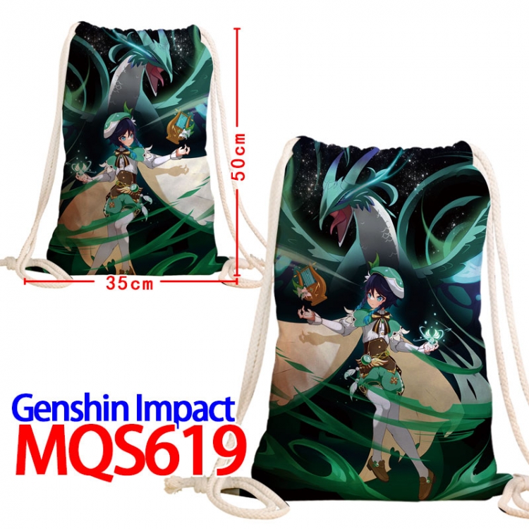 Genshin Impact Canvas Drawstring Drawstring Backpack 50x35cm MQS-619