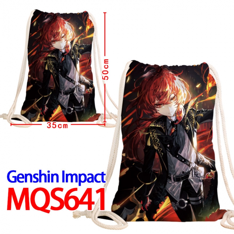 Genshin Impact Canvas Drawstring Drawstring Backpack 50x35cm  MQS-641