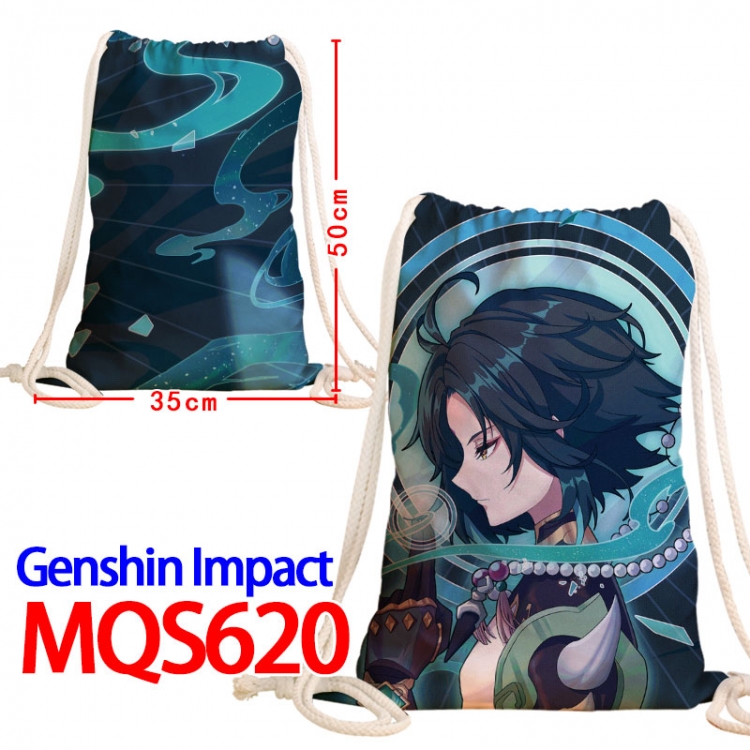 Genshin Impact Canvas Drawstring Drawstring Backpack 50x35cm MQS-620