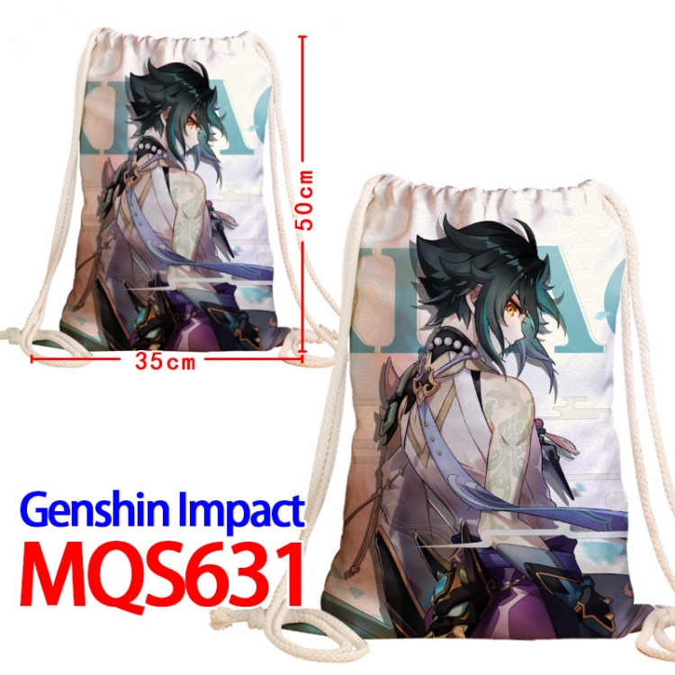 Genshin Impact Canvas Drawstring Drawstring Backpack 50x35cm  MQS-631