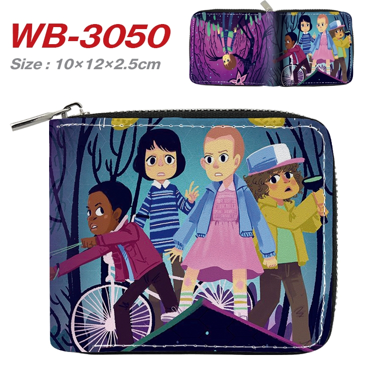 Stranger Things Anime Full Color Short All Inclusive Zipper Wallet 10x12x2.5cm WB-3050A