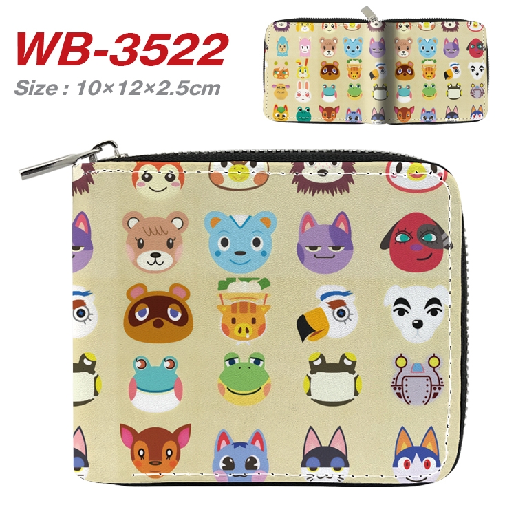 Animal Crossing Anime Full Color Short All Inclusive Zipper Wallet 10x12x2.5cm  WB-3522A