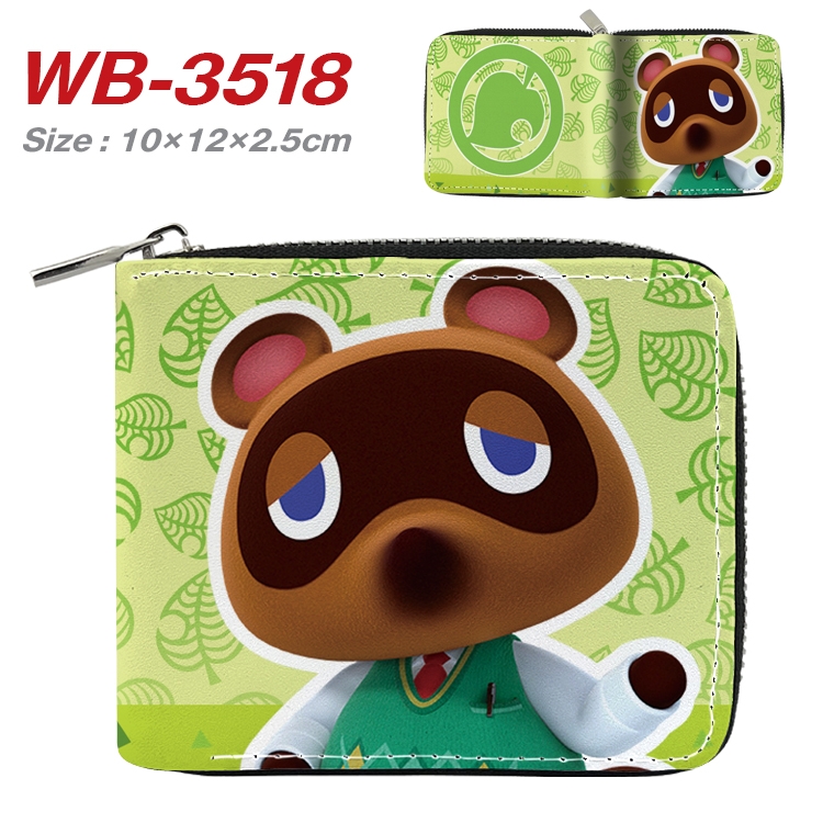 Animal Crossing Anime Full Color Short All Inclusive Zipper Wallet 10x12x2.5cm WB-3518A