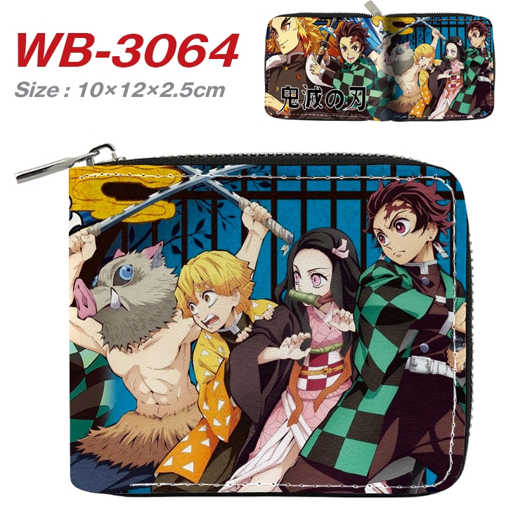 Demon Slayer Kimets Anime Full Color Short All Inclusive Zipper Wallet 10x12x2.5cm WB-3064A