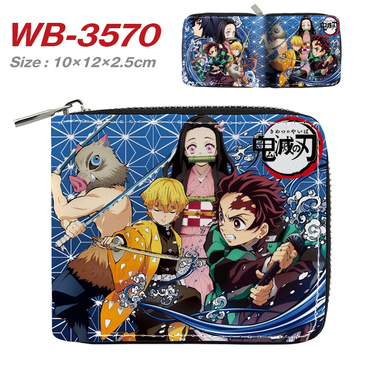 Demon Slayer Kimets Anime Full Color Short All Inclusive Zipper Wallet 10x12x2.5cm WB-3570A