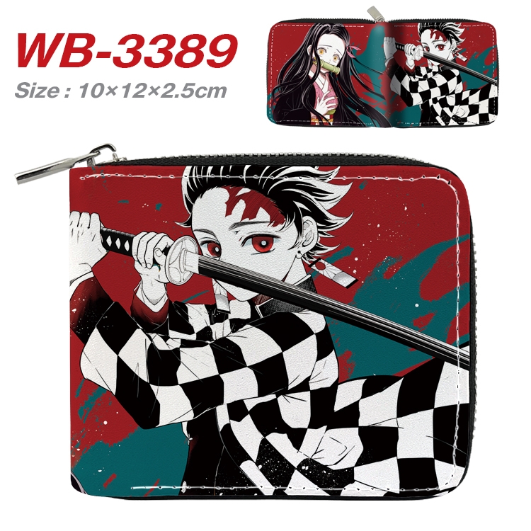 Demon Slayer Kimets Anime Full Color Short All Inclusive Zipper Wallet 10x12x2.5cm  WB-3389A