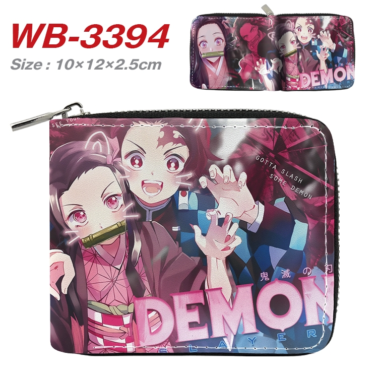 Demon Slayer Kimets Anime Full Color Short All Inclusive Zipper Wallet 10x12x2.5cm  WB-3394A