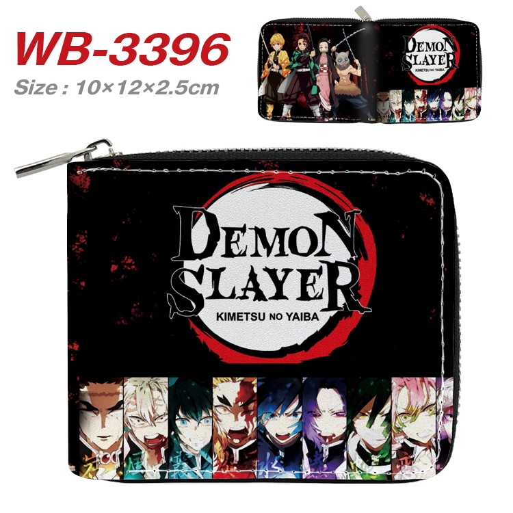 Demon Slayer Kimets Anime Full Color Short All Inclusive Zipper Wallet 10x12x2.5cm WB-3396A