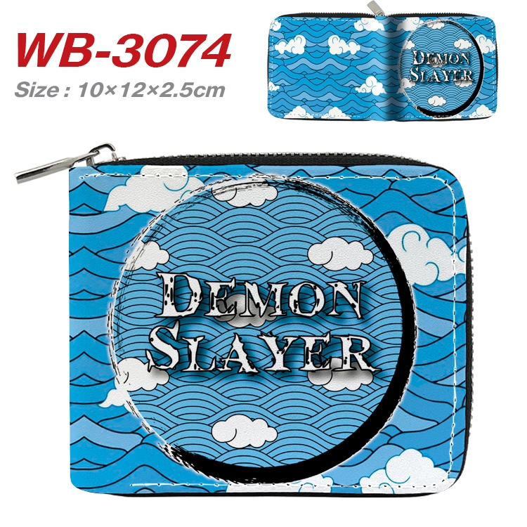 Demon Slayer Kimets Anime Full Color Short All Inclusive Zipper Wallet 10x12x2.5cm WB-3074A