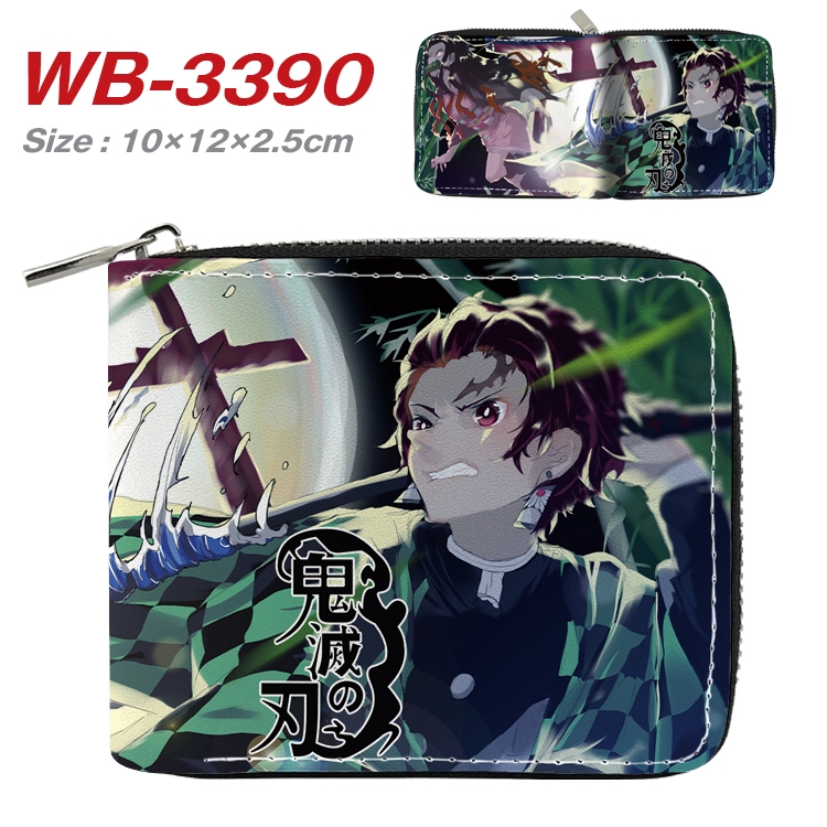 Demon Slayer Kimets Anime Full Color Short All Inclusive Zipper Wallet 10x12x2.5cm WB-3390A