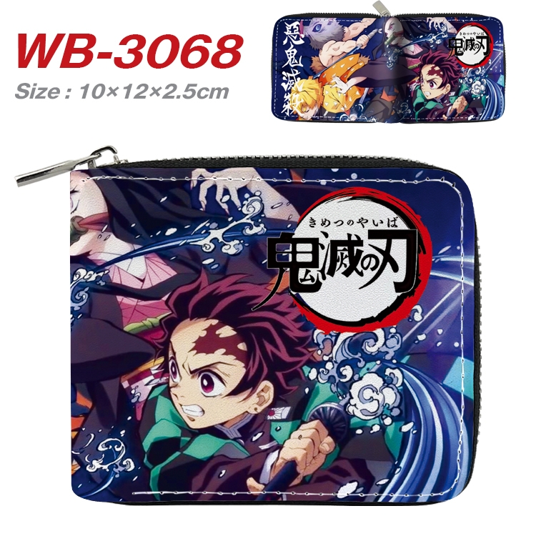 Demon Slayer Kimets Anime Full Color Short All Inclusive Zipper Wallet 10x12x2.5cm  WB-3068A