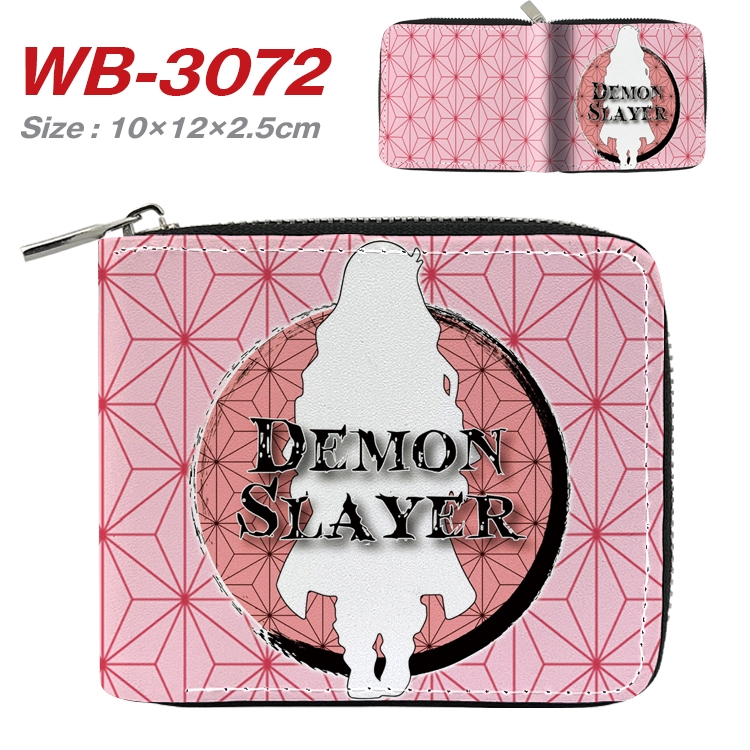 Demon Slayer Kimets Anime Full Color Short All Inclusive Zipper Wallet 10x12x2.5cm WB-3072A