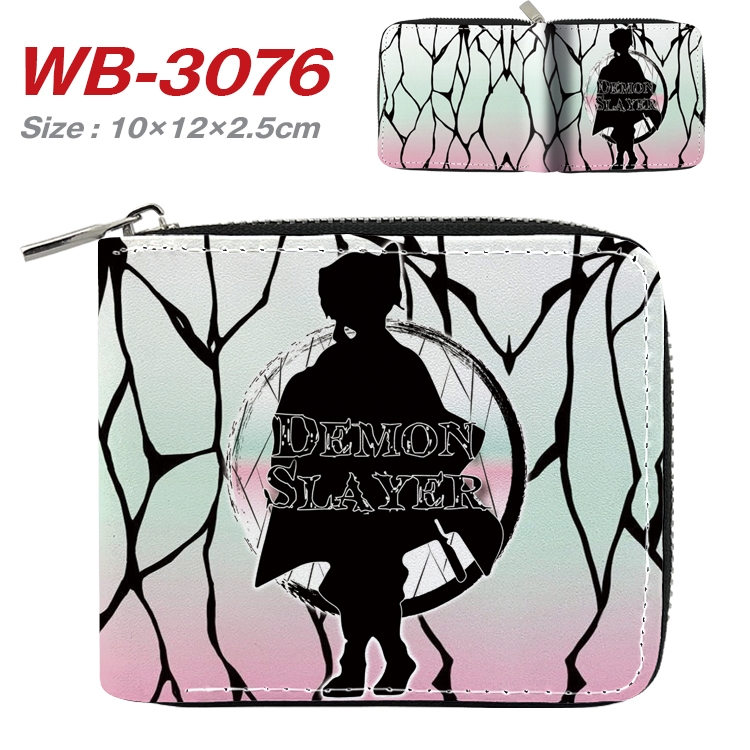 Demon Slayer Kimets Anime Full Color Short All Inclusive Zipper Wallet 10x12x2.5cm  WB-3076A