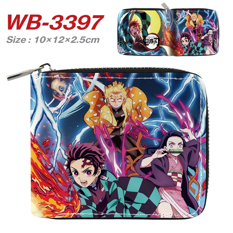 Demon Slayer Kimets Anime Full Color Short All Inclusive Zipper Wallet 10x12x2.5cm WB-3397A