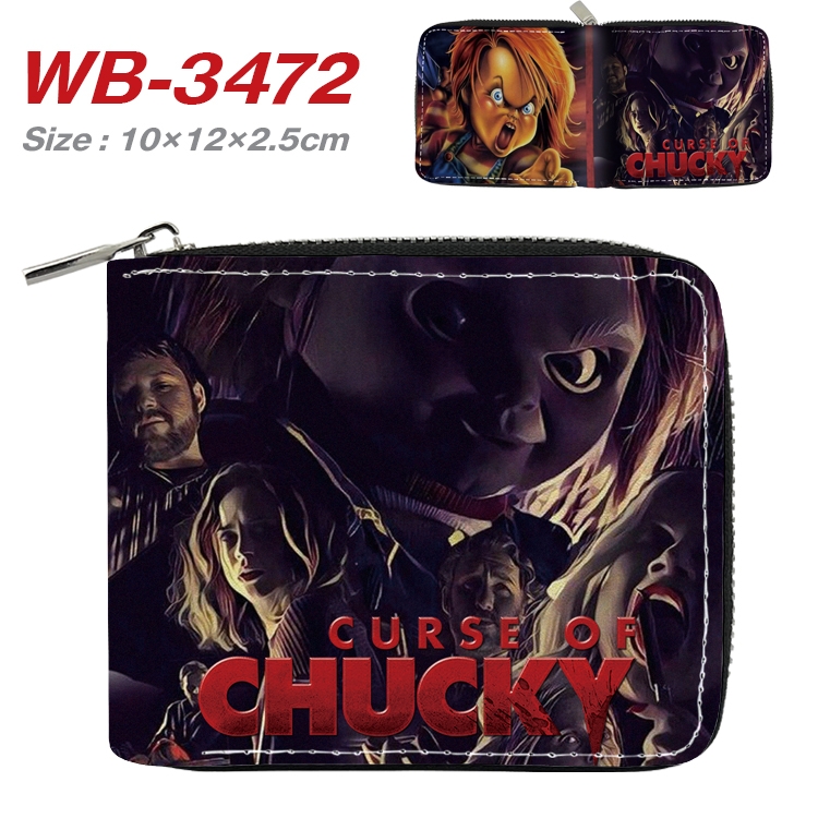 Chucky Anime Full Color Short All Inclusive Zipper Wallet 10x12x2.5cm WB-3472A