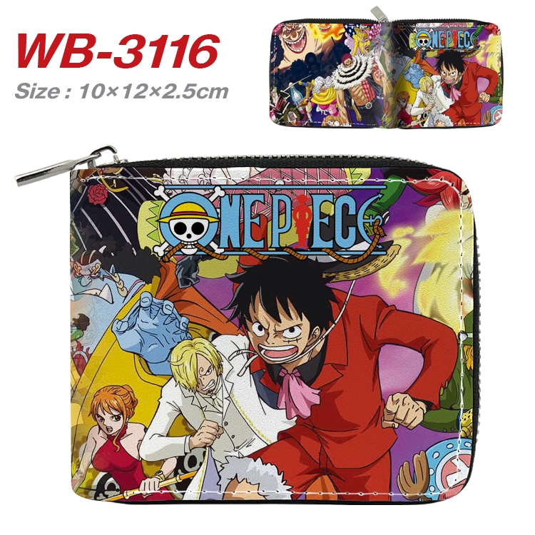 One Piece Anime Full Color Short All Inclusive Zipper Wallet 10x12x2.5cm WB-3116A
