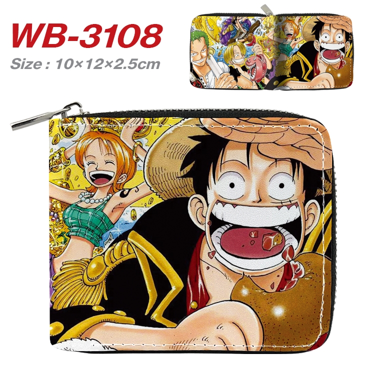 One Piece Anime Full Color Short All Inclusive Zipper Wallet 10x12x2.5cm  WB-3108A