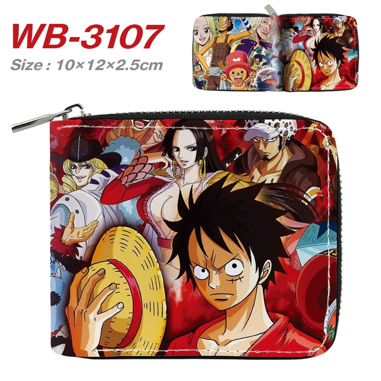 One Piece Anime Full Color Short All Inclusive Zipper Wallet 10x12x2.5cm WB-3107A