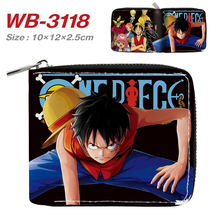 One Piece Anime Full Color Short All Inclusive Zipper Wallet 10x12x2.5cm WB-3118A